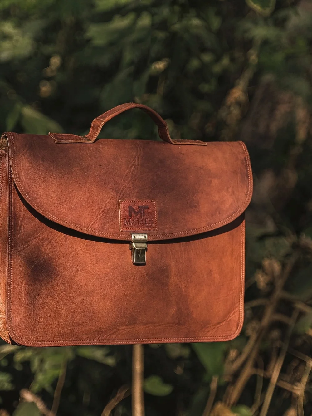 Brown Leather Briefcase - (Laptop Case) Men Bags